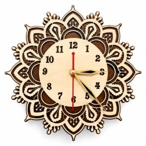 Handcrafted Wooden Mandala Wall Clock | Laser Cut Decorative Silent Clock for Home & Office